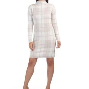 Tahari Plaid Mock Neck Sweater Dress